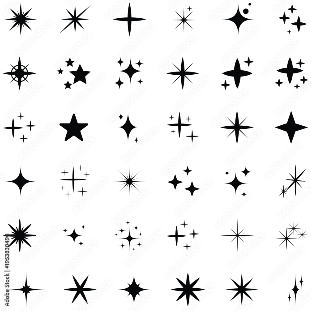 Fototapeta premium Collection of various starburst shapes and symbols