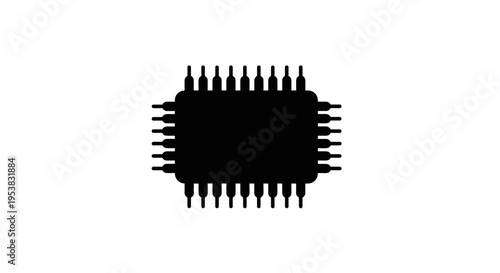 Black microchip electronic component closeup.