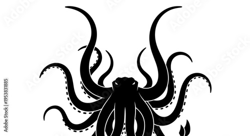 Black octopus tentacles spread wide.
