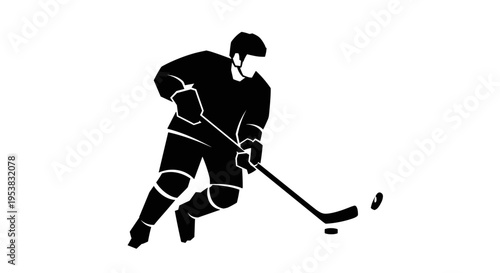 Hockey Player in Action Shot.