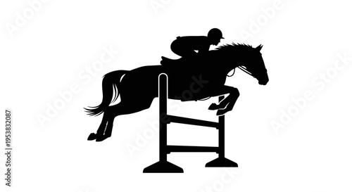 Horse Jumping Over Obstacle.