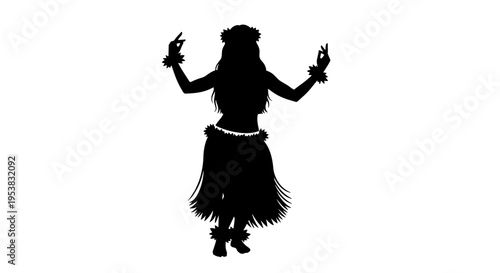 Hula dancer silhouette performing.