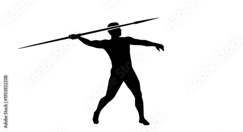 Man throwing javelin in motion.