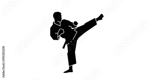 Martial Arts Kick Silhouette Illustration.