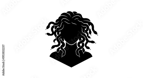Medusa head silhouette graphic icon.
