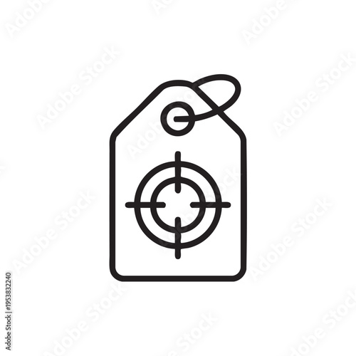 A graphic illustration of a tag with a target symbol on it.