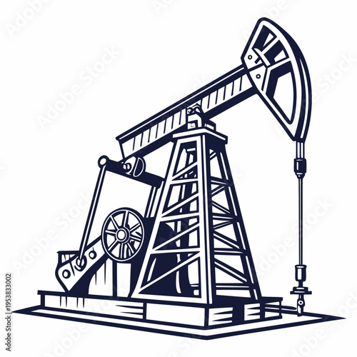 Dark blue oil pump jack industrial machine