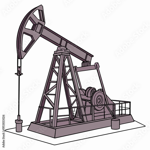 Gray oil pump jack on white background oil rig drilling