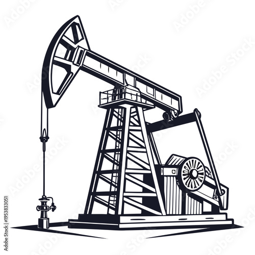 Black oil pump jack silhouette oil rig drilling petroleum