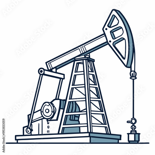 Blue and white oil pump jack oil rig drilling petroleum