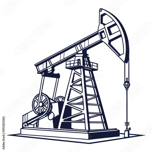 Dark blue pump jack oil pump industrial machine equipment