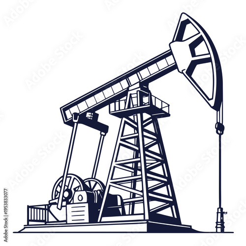 Dark blue oil pump jack machine oil rig drilling petroleum