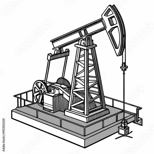Oil pumpjack from a different angle oil rig drilling
