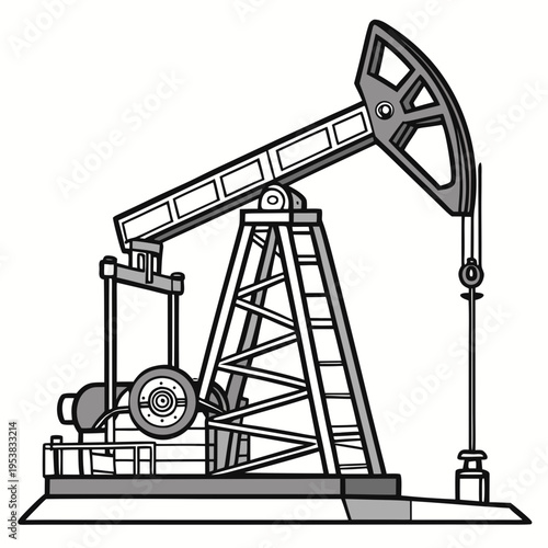 Oil pumpjack on a white background oil rig drilling