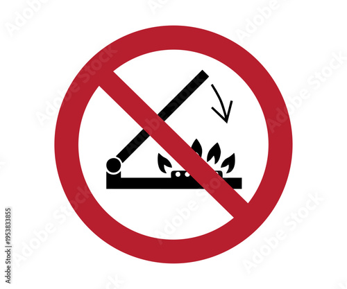 Do not shut lid when burners are operating sign. Prohibition sign pictogram vector design and illustration.
