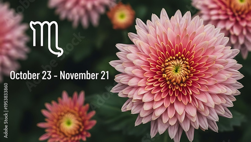 Scorpio zodiac sign pink flowers October November