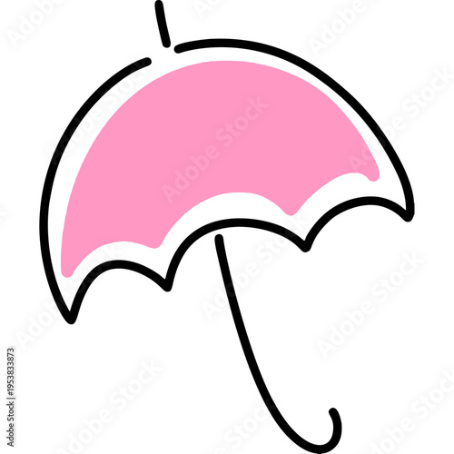 Pink Umbrella Cartoon Illustration Simple Rain Umbrella Icon