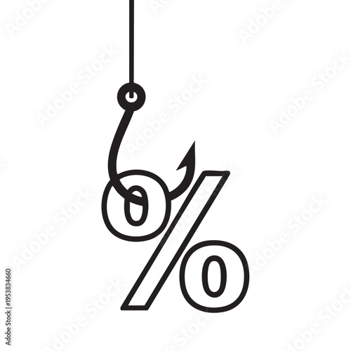 An illustration depicts a fishing hook catching a percent sign in a simple line drawing style on a white background.