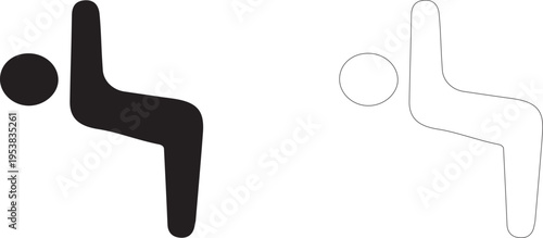 Scapular retraction in a forward bend. Vector icon of a person practicing posture correction.