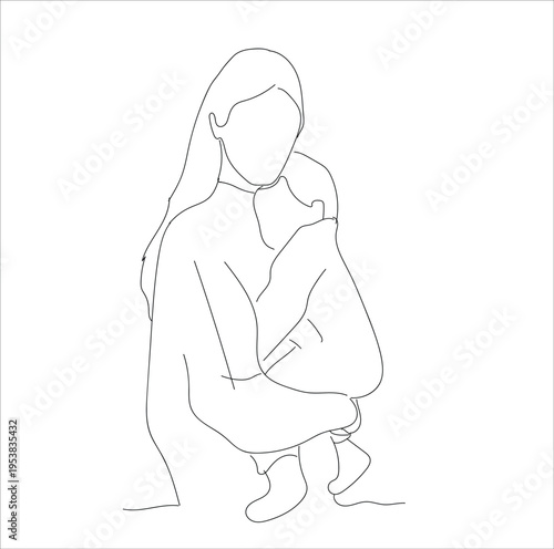 Lina Art: Mother carrying a baby
