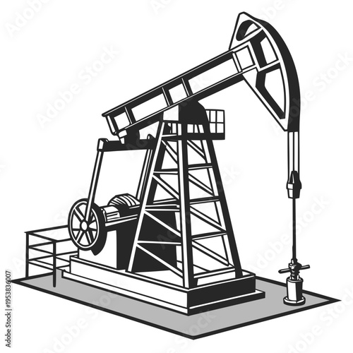 Monochrome oil pump jack machine industrial equipment