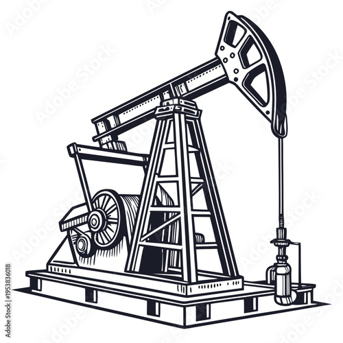 Black oil pump jack industrial equipment petroleum