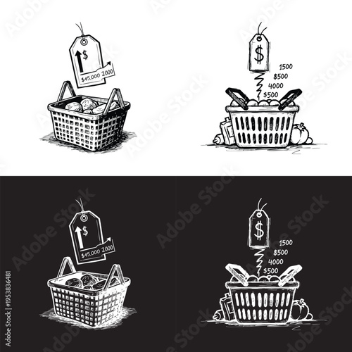 Circular Impact Explosion Overlay PNG War Economy Crisis Black White Hand Drawn Sketch Background