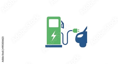 Electric Vehicle Charging Station and Plug Icon Symbolizing Sustainable Energy and Eco-Friendly Transportation