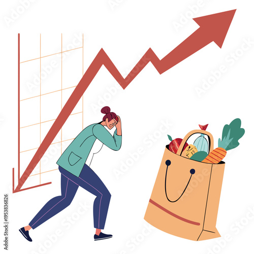 Woman Worried About Grocery Prices inflation worried woman