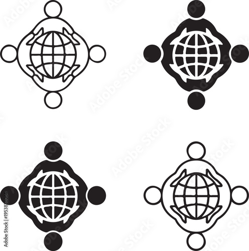 Isolated World People Unity Icon, world people unity icon, global unity symbol, human connection concept, social harmony icon, worldwide unity vector