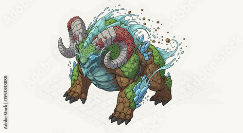 a colorful illustration of a fantasy creature.