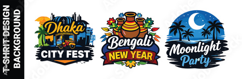 Dhaka city fest bengali new year and moonlight party cultural event badges