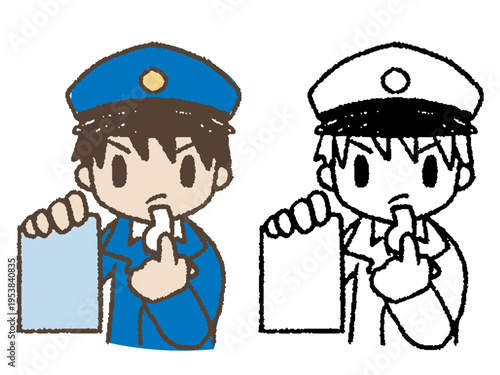 青切符を突き付ける警察官