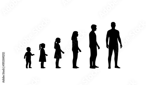 Human growth stages silhouette vector child to adult life progression concept