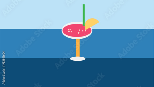 Refreshing Cocktail with Lime and Straw, Perfect for a Summer Vacation or Beach Party