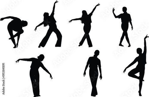 Silhouettes of Dance Poses Icon Set