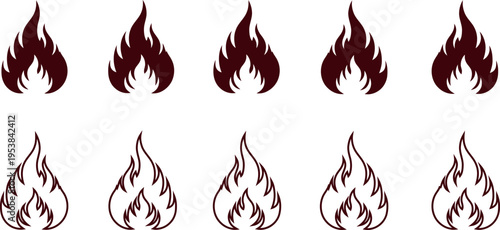 Fire and flame icons in red and black