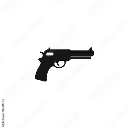 Illustration of a black handgun silhouette on transparent background