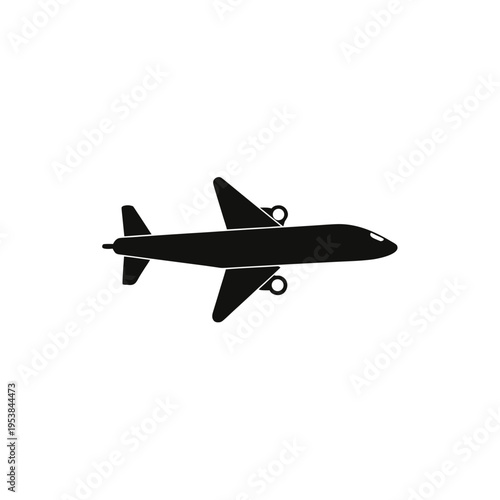 Silhouette of a jet airplane flying high up on transparent background