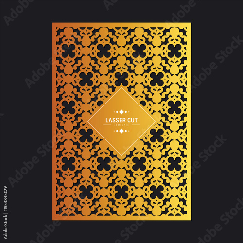 Luxury Golden Laser Cut Ornamental Pattern Decorative Geometric Background