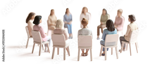 Wallpaper Mural group of small figures sitting in a circle, depicting a therapy session Torontodigital.ca