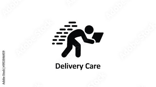 delivery care fast service icon with running person holding package
