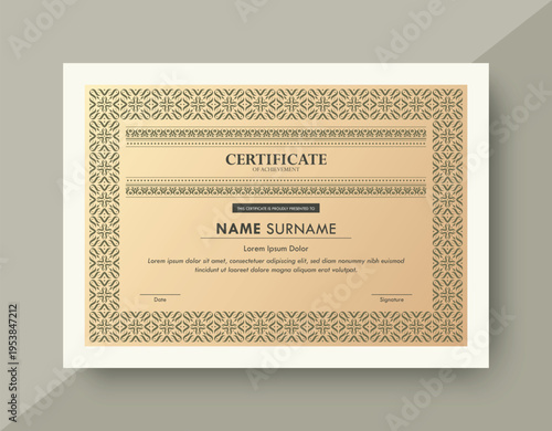 Vintage Certificate Template with Ornamental Border Elegant Diploma Design