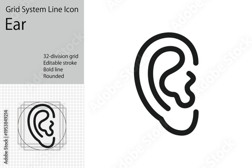Ear icon, an icon representing listening.