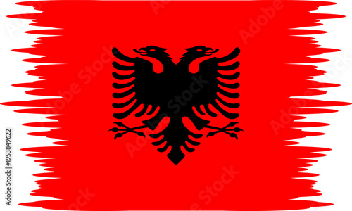 Albania flag with brush or torn paper effect in high quality