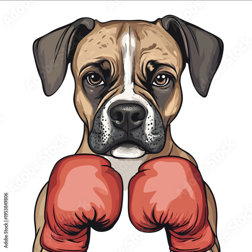 simple vector Boxer clipart illustration white background vector art style simple design flat illustration no shadows