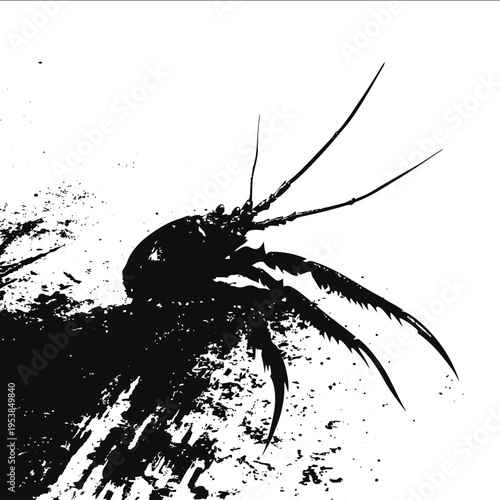 black silhouette crustacean on a white backgrounk vector