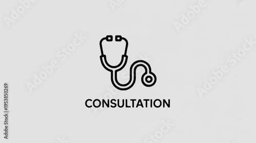 Medical consultation icon with stethoscope on light gray background