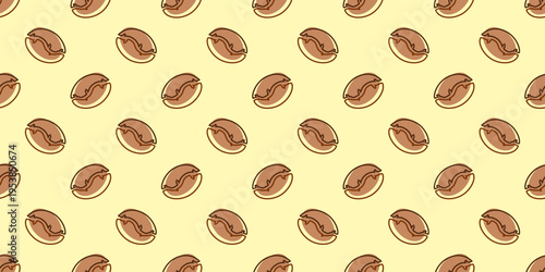 coffee seamless pattern. coffee beans vector illustration. coffee beans background illustration. coffe beans seamless pattern on yellow background