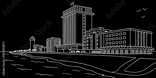 USA, US, U.S, United States - Biloxi skyline coastal casino minimal svg clean vector shapes
